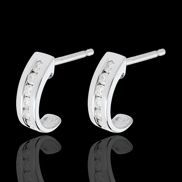Half-moon earrings paved white gold - 0.22 carat - 12 diamonds