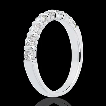 Wedding ring white gold semi paved-bar prong setting - 0.65 carat - 8 diamonds