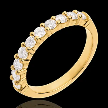 Alliance or jaune 18 carats semi pavée - serti griffes - 0.65 carats - 10 diamants