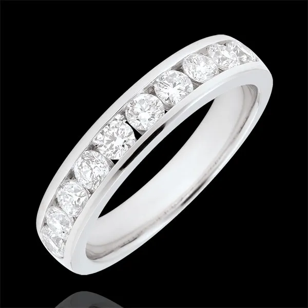 Anello Oro bianco semi pavé - 18 carati - 10 Diamanti - incastonatura a binario - 0.67 carati