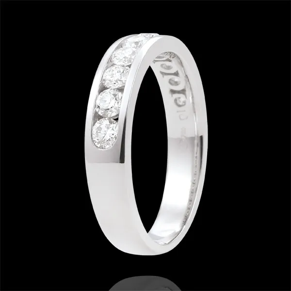Anello Oro bianco semi pavé - 18 carati - 10 Diamanti - incastonatura a binario - 0.67 carati