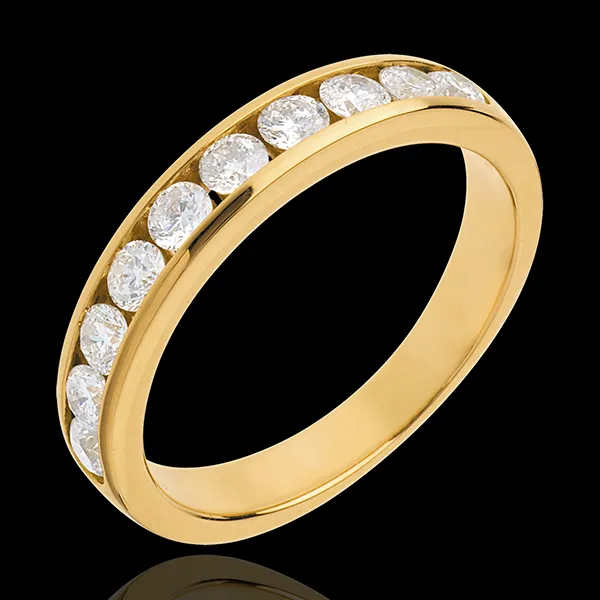 Alliance or jaune 18 carats semi pavée - serti rail - 0.65 carats - 10 diamants