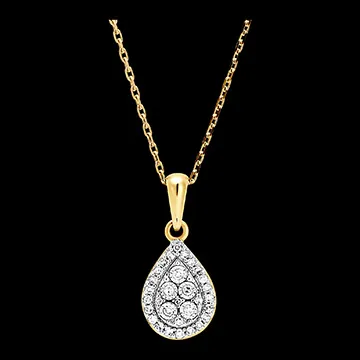 Pendentif Origine - Eclat Poire - or blanc et jaune 9 carats et diamants
