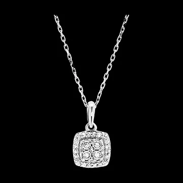 Hanger Oorsprong - Vierkante Schittering - 18 karaat witgoud en diamanten