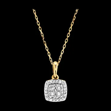 Pendentif Origine - Eclat Carré - or blanc et jaune 18 carats et diamants