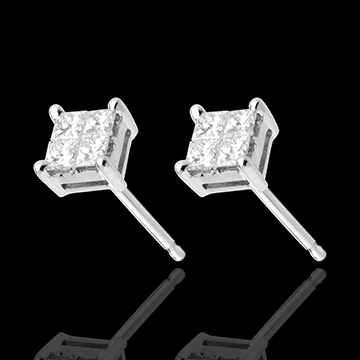 Checker-board Stud Earrings white gold paved - 0.34 carat