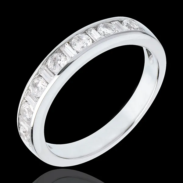 Half eternity ring white gold semi paved-channel setting - 0.57 carat - 13 diamonds