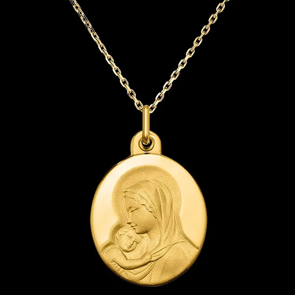 Oval Virgin and Child Medal – 9ct Yellow Gold