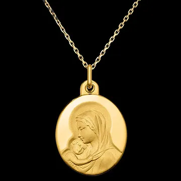 Oval Virgin and Child Medal – 9ct Yellow Gold