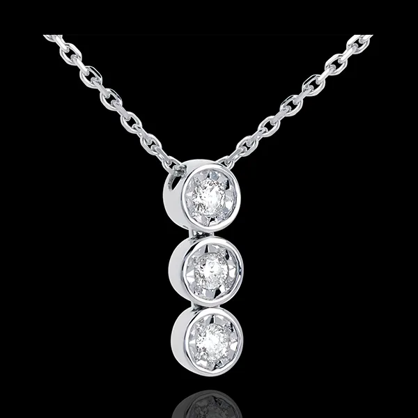 Encased diamond trilogy necklace - 3 diamonds