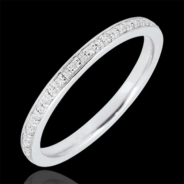 White Gold Wedding Band, fully encrusted with diamond beads