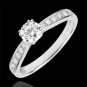 Garlane Solitaire Ring with 8 claws - 0.4 carat diamond - white gold 9 carats