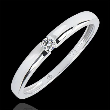 Solitaire Ring Origin - One - white gold 9 carats and diamond
