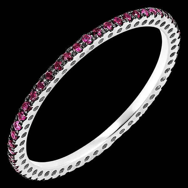 Sparkle wedding ring - 9 carat white gold and ruby