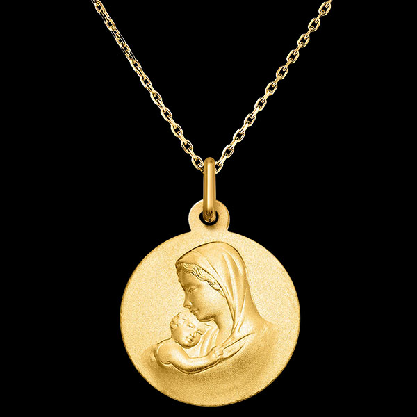 Medal of Mary and Child Jesus – 18ct Yellow Gold