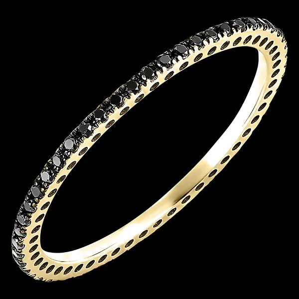 Sparkle wedding ring - 18 carat yellow gold and black diamonds