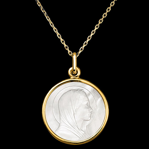 Medal of Saint Mary – 18 Carat Yellow Gold and Mother-of-Pearl