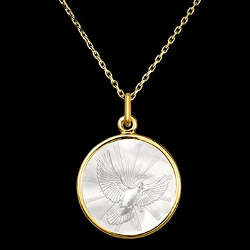 Dove Medallion – 18-Carat Yellow Gold and Mother-of-Pearl