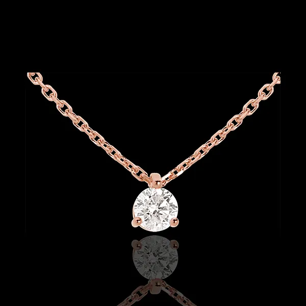 Solitaire necklace pink gold - 0.305 carat