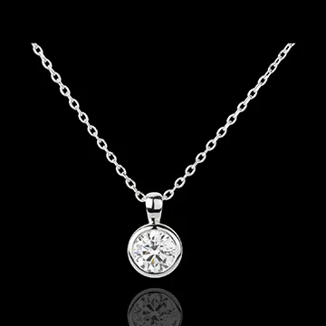 White Gold Doll Solitaire Necklace - 1 diamond : 0.75 carat