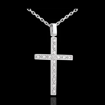 Cross pendant white gold paved