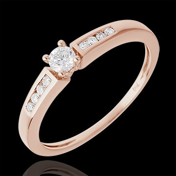 Solitaire Ring Octave - Pink gold - 0.21 carats - 9 diamonds