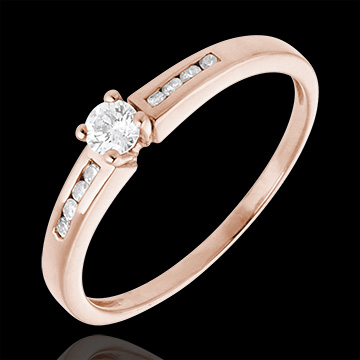 Solitaire Ring Octave - Pink gold - 0.27 carat - 9 diamonds