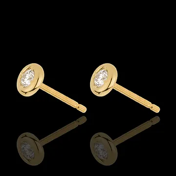 Yellow Gold Doll Solitaire Stud Earrings