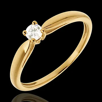 Solitaire tapered ring yellow gold - 0.14 carat