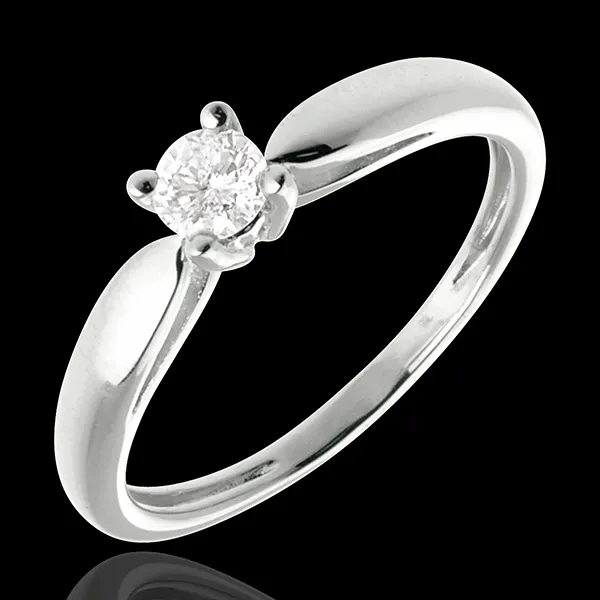 Solitaire tapered ring white gold - 0.21 carat