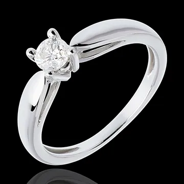 Solitaire tapered ring white gold - 0.3 carat