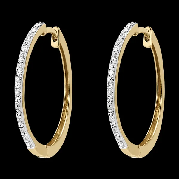 Semi-mount diamond hoop earrings - Noah - 18 karat yellow gold and diamonds