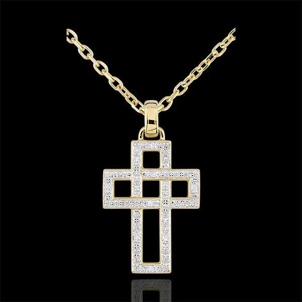 Geometric Diamond Cross Pendant