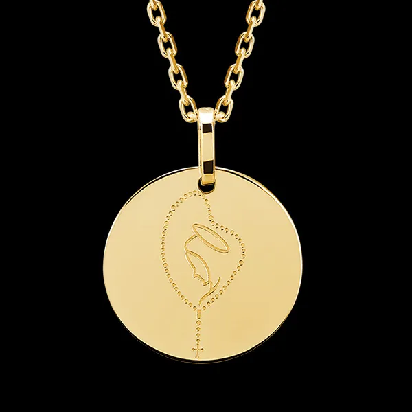 Virgin Mary medal variation - 9 carat yellow gold