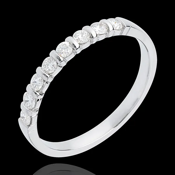 Half eternity ring white gold semi paved-bar prong setting - 0.3 carat - 8 diamonds