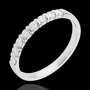 Half eternity ring white gold semi paved-bar prong setting - 0.3 carat - 8 diamonds