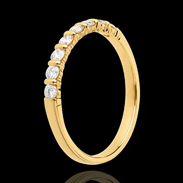 Wedding ring yellow gold semi paved-bar channel setting - 0.3 carat - 8 diamonds