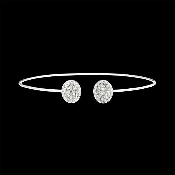 Open Bangle Bracelet - Ellipse - white gold 18 carats and diamonds