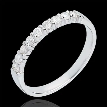 Wedding ring white gold semi paved-bar prong setting - 0.3 carat - 9 diamonds