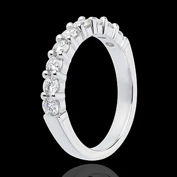 Half eternity ring white gold semi paved classic prong setting - 0.75 carat - 9 diamonds