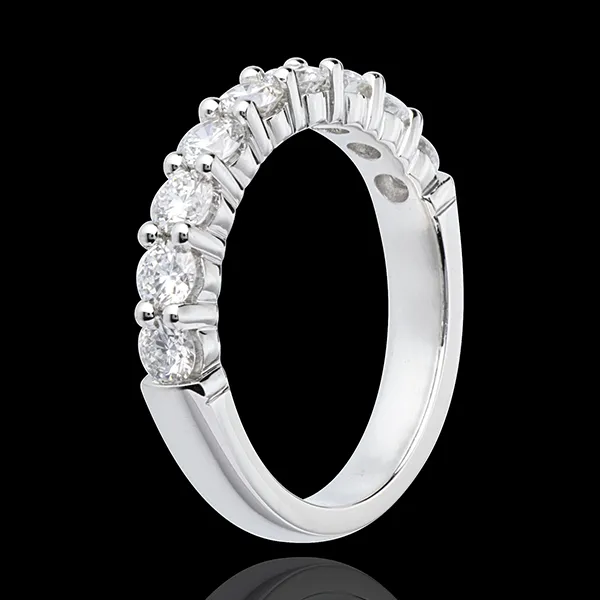 Wedding ring white gold semi paved-bar prong setting - 1 carat - 9 diamonds
