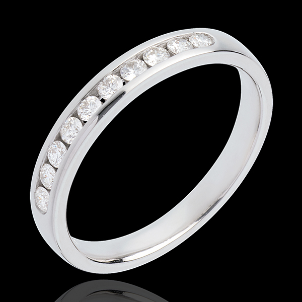 Wedding ring white gold semi-paved channel setting - 0.25 carat - 10 diamonds