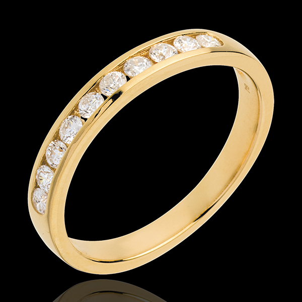 Wedding ring yellow gold semi-paved channel setting - 0.3 carat - 10 diamonds