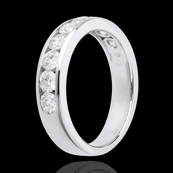 Wedding ring white gold semi-paved channel setting - 0.75 carat - 9 diamonds