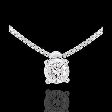 Solitaire necklace white gold - 0.2 carat
