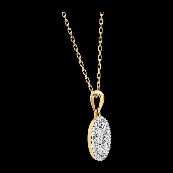 Hanger Origine - Ovale Schittering - 18 karaat wit en geelgoud en diamanten