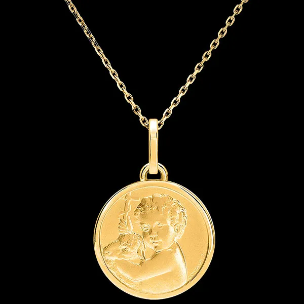 Medaille Goddelijk Kind en Lam – 9 Karaat Geel Goud