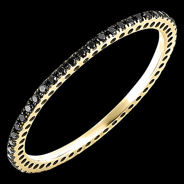 Trouwring Schittering - 9 karaat geelgoud en zwarte diamanten