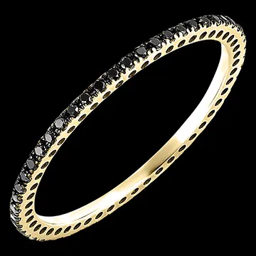 Trouwring Schittering - 9 karaat geelgoud en zwarte diamanten