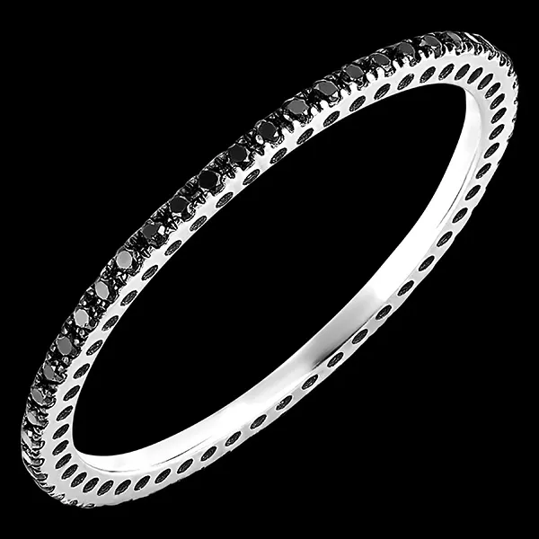 Trouwring Schittering - 9 karaat witgoud en zwarte diamanten